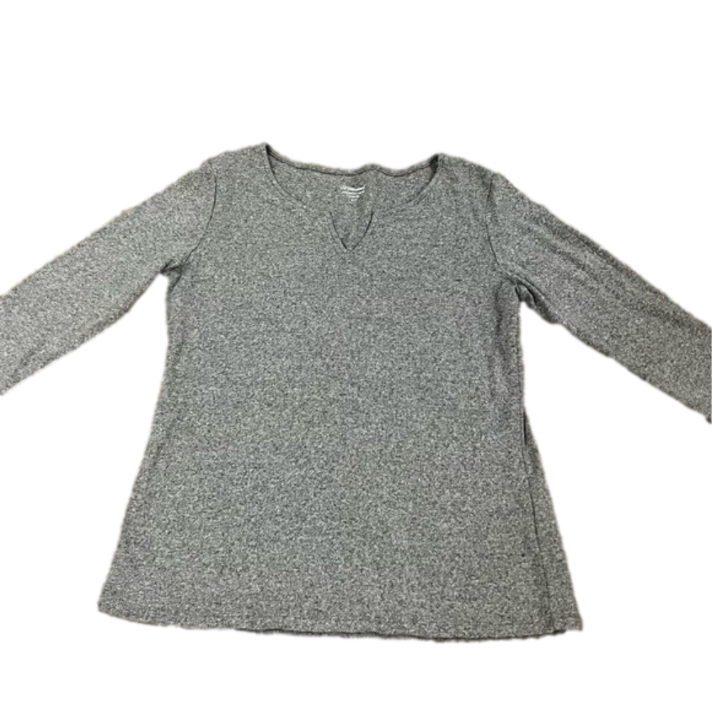SEGMENTS Jersey Cotton Tee-Shirt Womens Size-S Grey Chambray 3/4 Sleeves